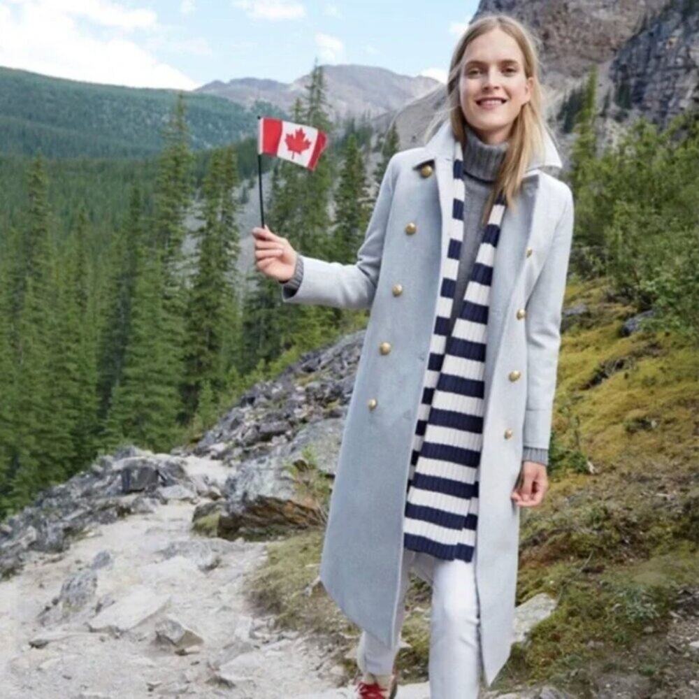 J.Crew Double-Breasted Long Wool-Cashmere Coat Topcoat 14